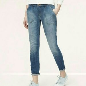 Loft Relaxed Skinny Cropped Utility Jeans size 4